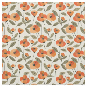 Retro orange botanisk fet 70-tals vintage blommig tyg