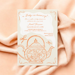 Retro orange bows tekanna baby brinner dusch inbjudningar