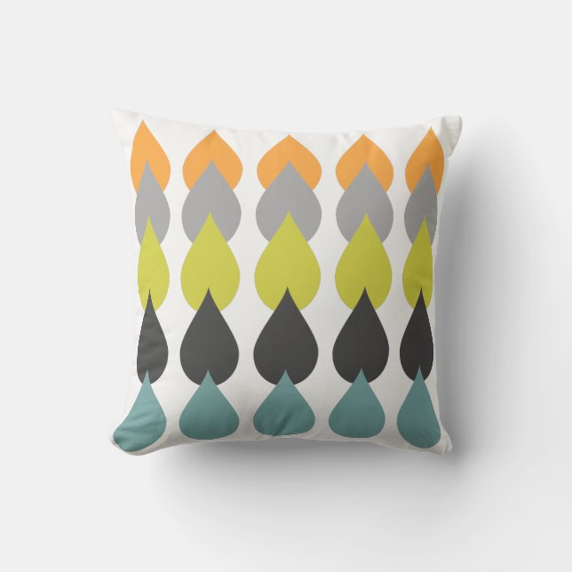 Retro orange Chartreuse gul Aqua Kudde (Framsida)