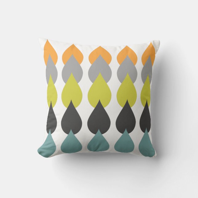 Retro orange Chartreuse gul Aqua Kudde (Framsida)