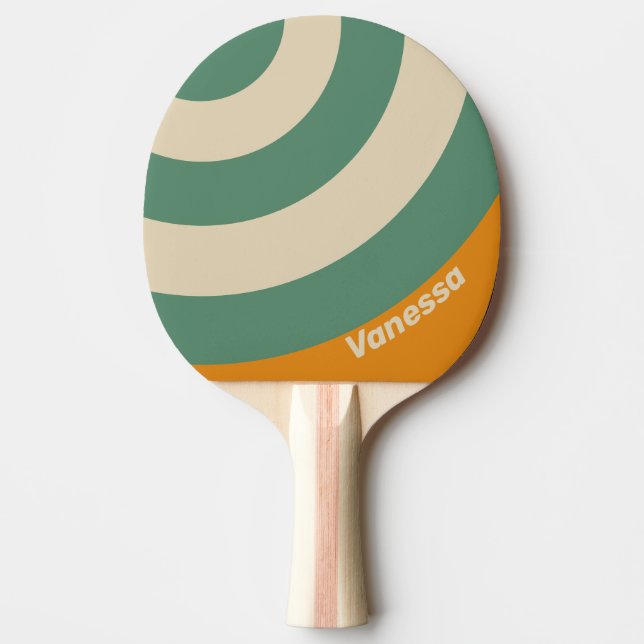 Retro Orange Circle Stripe with Name Pingisracket (Framsidan)