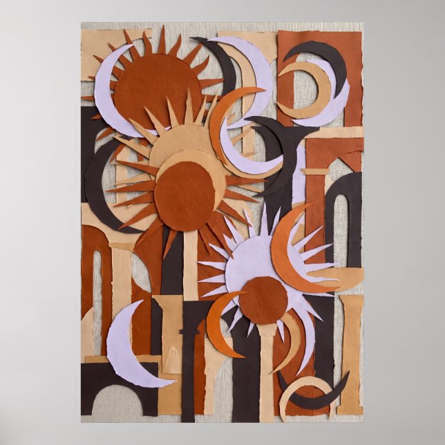 Retro Orange Cirkel Abstrakt Affisch (Framsidan)