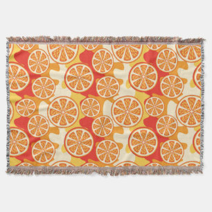 Retro Orange Citrus Mönster Filt