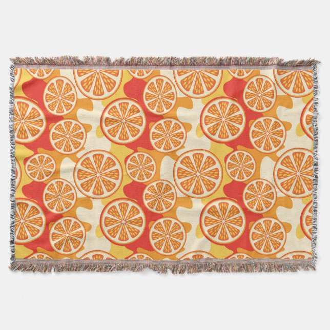 Retro Orange Citrus Mönster Filt (Framsidan)