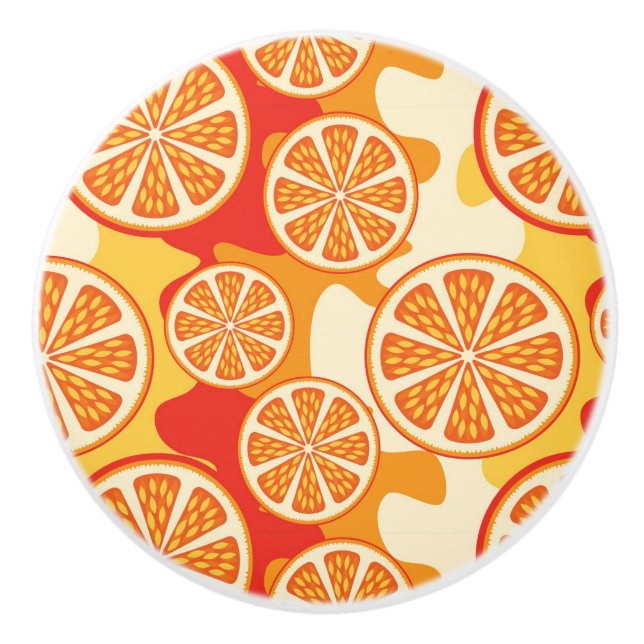 Retro Orange Citrus Mönster Knopp (Framsidan)