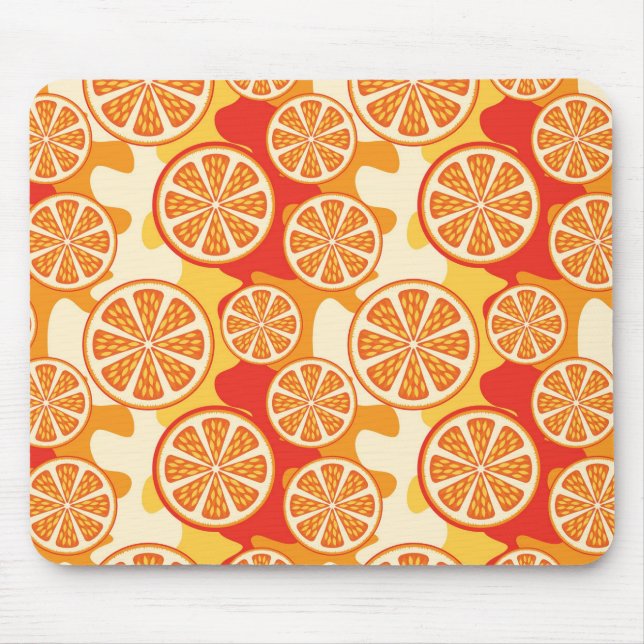 Retro Orange Citrus Mönster Musmatta (Framsidan)