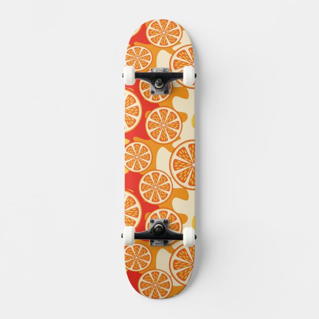 Retro orange citrust mönster skateboard bräda 19,5 cm (Framsida)