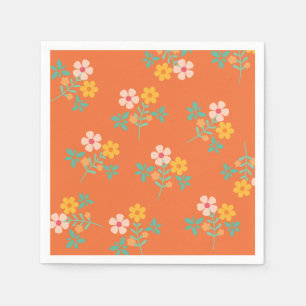 Retro Orange Daisy Bouquet Mönster Pappersservett