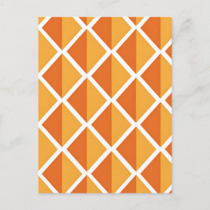Retro orange diamant harlequinmönster vykort