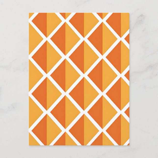 Retro orange diamant harlequinmönster vykort (Framsida)