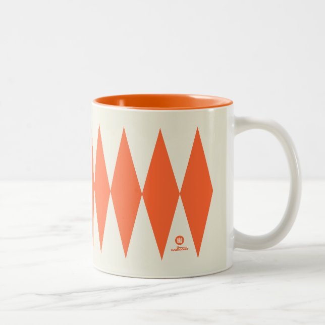 Retro Orange Diamond Mönster Två-Tonad Mugg (Höger)