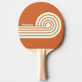 Retro Orange Dubbla Lockiga Ränder med Namn Pingisracket