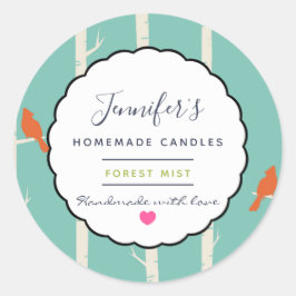 Retro Orange Fåglar på Träd-ljus Runt Klistermärke