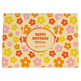 Retro Orange Färgfull Boho Flower Grattis på födel