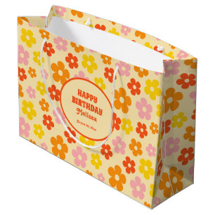 Retro Orange Färgfull Boho Flower Grattis på födel