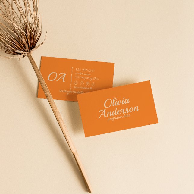Retro-Orange, färglöst, fetstilt Groovy Cute-unik Visitkort (Skapare uppladdad)