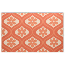 Retro Orange Flower Mönster på Mid Century Ogee
