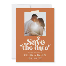 Retro Orange Foto Spara Datum Tillkännagivande