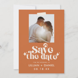 Retro Orange Foto Spara Datum Tillkännagivande
