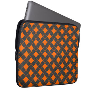 Retro Orange Grått Japan Geometric Checker Mönster Laptop Fodral
