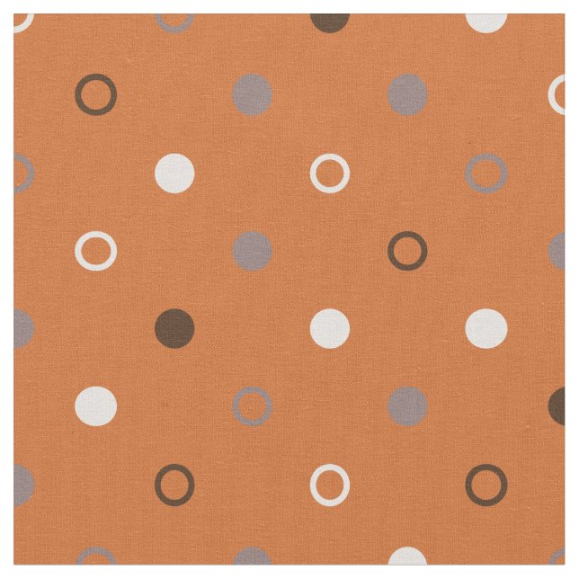 Retro orange grått polka dots geometrisk mönster tyg (Närbild)