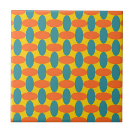 Retro Orange Grönt Oval Geometric Mönster Kakelplatta