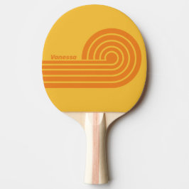 Retro Orange Groove Curl-ränder med namn Pingisracket