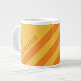 Retro Orange Groove Tre Ränder med Namn Jumbo Mugg