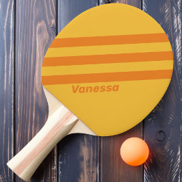 Retro Orange Groove Tre Ränder med Namn Pingisracket