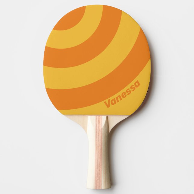Retro Orange Groove Trecirkelrand med namn Pingisracket (Framsidan)