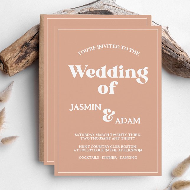 Retro Orange Groovy 70s Inspired Bröllop Inbjudningar (Skapare uppladdad)