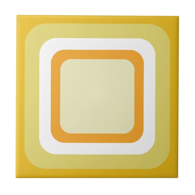 Retro orange gul vit kakelplatta (Framsidan)