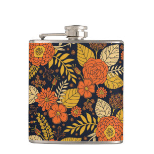 Retro-Orange, Gult och marin Blommigt Fickplunta
