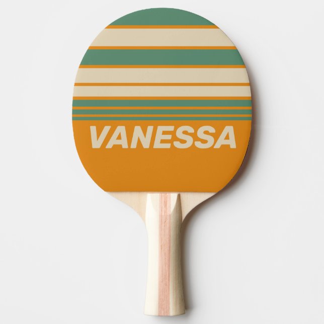 Retro Orange Horisontrandig med namn Pingisracket (Framsidan)