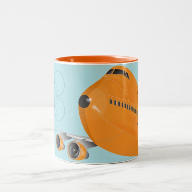 Retro Orange Jumbo Airliner Mugg (Center)