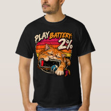 Retro Orange Katt Lek Batteri 2% Humor