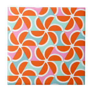 Retro orange kilmönster kakelplatta