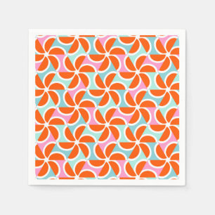 Retro orange kilmönster pappersservett