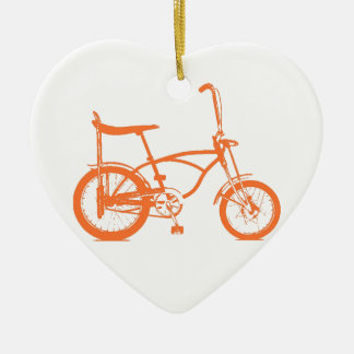 Retro Orange Krate Banana Seat Bike Julgransprydnad Keramik