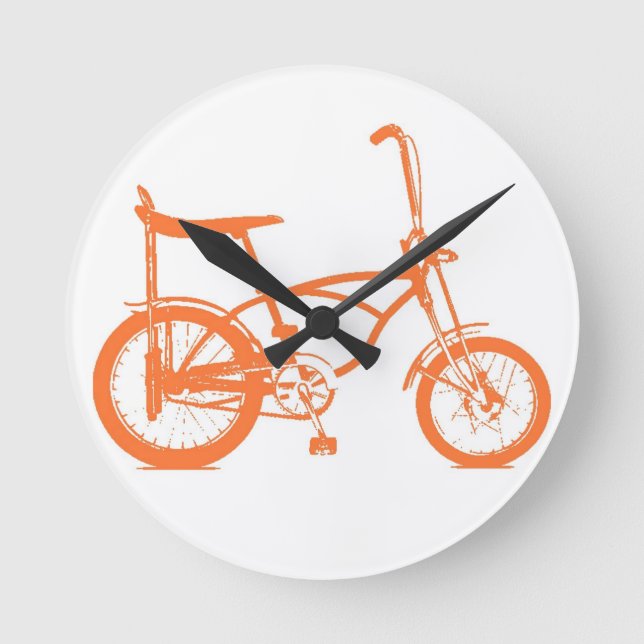 Retro Orange Krate Banana Seat Bike Rund Klocka (Framsida)