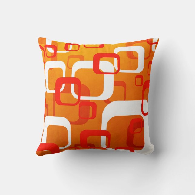Retro orange kubdesign kudde (Baksida)