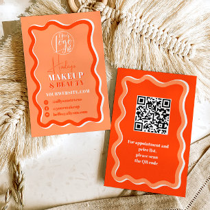 Retro-orange-kurva vågigt makeup-skönhet visitkort