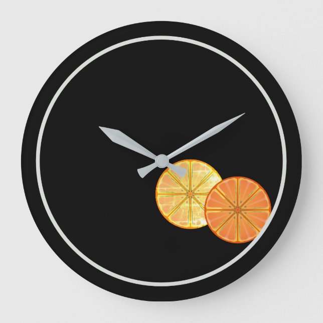 Retro-Orange Lemon-segment Acrylic Wall Clock Stor Klocka (Framsida)