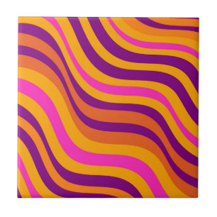 Retro Orange Lila Vågigt Rand Modern Abstrakt Kakelplatta