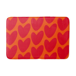 Retro-Orange med Groovy Red Hearts Badrumsmatta