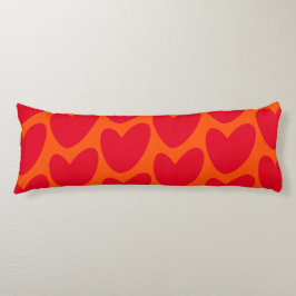 Retro-Orange med Groovy Red Hearts Kroppskudde