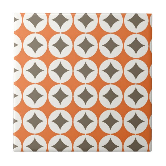Retro Orange Mönster Kakelplatta (Framsidan)