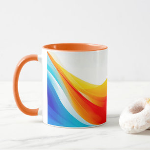 Retro-Orange och blått abstrakt, böjt linjer Mugg