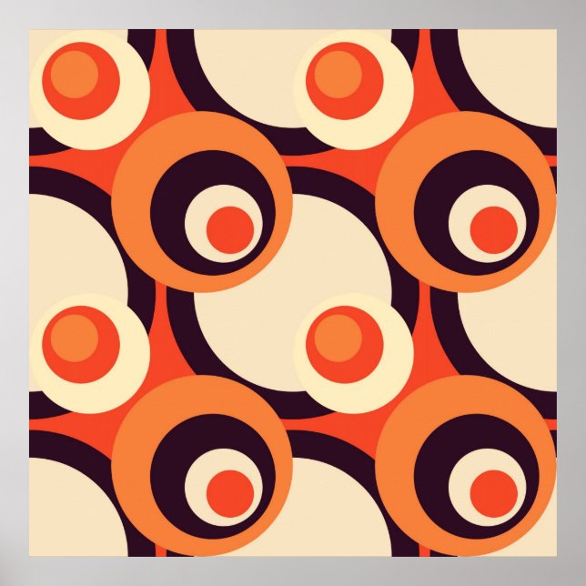 Retro Orange och Brown 50 Abstrakt Art Poster (Framsidan)