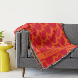 Retro Orange och Groovy Red Hearts Filt